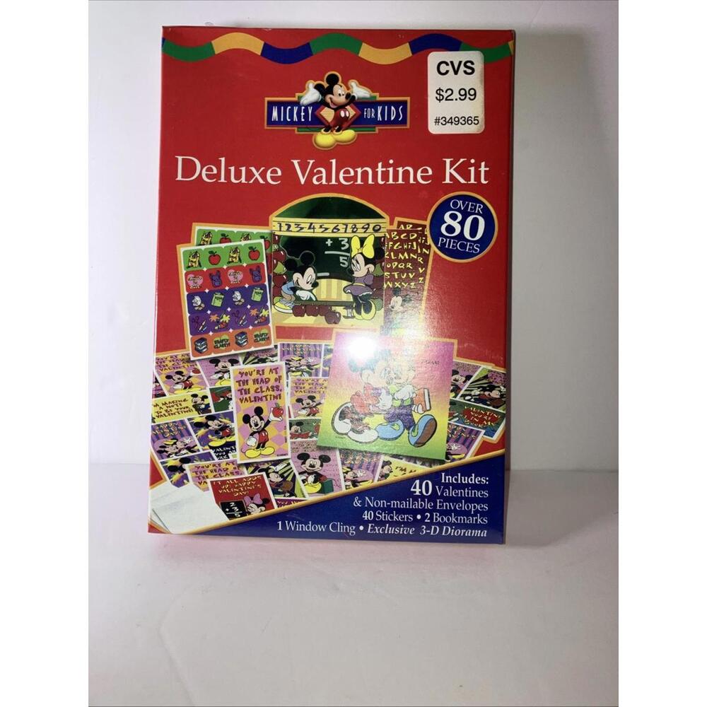VINTAGE 1997 Mickey for Kids Deluxe Valentine Kit 80 pieces NEW IN BOX